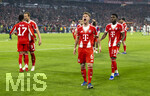 15.04.2026,  Fussball UEFA Championsleague 2025/2026: Viertelfinale Rückspiel,  FC Bayern München - Real Madrid, in der Allianz-Arena München, Schlussjubel nach dem Sieg,  Michael Olise (FC Bayern München), Harry Kane (FC Bayern München), Joshua Kimmich (FC Bayern München), Alphonso Davies (FC Bayern München) 
