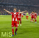 15.04.2026,  Fussball UEFA Championsleague 2025/2026: Viertelfinale Rückspiel,  FC Bayern München - Real Madrid, in der Allianz-Arena München, Schlussjubel nach dem Sieg,  Joshua Kimmich (FC Bayern München), Harry Kane (FC Bayern München)  