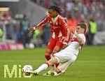 19.04.2026, Fussball Bundesliga 2025/2026, 30.Spieltag, FC Bayern München - VfB Stuttgart, in der Allianz-Arena München,   v.l. Michael Olise (FC Bayern München) gegen Ramon Hendriks (Stuttgart) 


