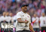 19.04.2026, Fussball Bundesliga 2025/2026, 30.Spieltag, FC Bayern München - VfB Stuttgart, in der Allianz-Arena München, der FC Bayern feiert nach dem heutigen Sieg seine 35. Deutsche Meisterschaft. Die Bayernspieler feiern mit den Fans und speziellen Meistertrikots mit Aufdruck des kultigen Porzellan-Kakadus mit Meisterschale. Trainer Vincent Kompany (FC Bayern München) jubelt frenetisch vor der Fankurve.