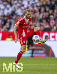 19.04.2026, Fussball Bundesliga 2025/2026, 30.Spieltag, FC Bayern München - VfB Stuttgart, in der Allianz-Arena München, Konrad Laimer (FC Bayern München) am Ball 
