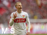 19.04.2026, Fussball Bundesliga 2025/2026, 30.Spieltag, FC Bayern München - VfB Stuttgart, in der Allianz-Arena München, Chris Führich (Stuttgart) unzufrieden