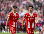 19.04.2026, Fussball Bundesliga 2025/2026, 30.Spieltag, FC Bayern München - VfB Stuttgart, in der Allianz-Arena München, v.li: Min-jae Kim (Bayern München, Minjae Kim) und Hiroki Ito (FC Bayern München) 