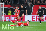 22.04.2026, Fussball DFB-Pokal  2025/2026 Halbfinale, Bayer Leverkusen - FC Bayern München, in der BayArena Leverkusen. Ibrahim Maza (Bayer Leverkusen)  , Aleksander Pavlovic (FC Bayern München)