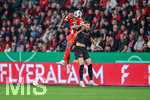 22.04.2026, Fussball DFB-Pokal  2025/2026 Halbfinale, Bayer Leverkusen - FC Bayern München, in der BayArena Leverkusen. Jonathan Tah (FC Bayern München)  , Patrik Schick (Bayer Leverkusen)