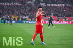 22.04.2026, Fussball DFB-Pokal  2025/2026 Halbfinale, Bayer Leverkusen - FC Bayern München, in der BayArena Leverkusen. Luis Diaz (FC Bayern München) freut sich über das Tor zum 0:2 und macht ein Herz, 