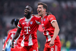 22.04.2026, Fussball DFB-Pokal  2025/2026 Halbfinale, Bayer Leverkusen - FC Bayern München, in der BayArena Leverkusen. Dayot Upamecano (FC Bayern München), Leon Goretzka (FC Bayern München)