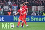 22.04.2026, Fussball DFB-Pokal  2025/2026 Halbfinale, Bayer Leverkusen - FC Bayern München, in der BayArena Leverkusen. Joshua Kimmich (FC Bayern München), Jonathan Tah (FC Bayern München)  


