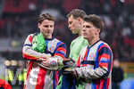 22.04.2026, Fussball DFB-Pokal  2025/2026 Halbfinale, Bayer Leverkusen - FC Bayern München, in der BayArena Leverkusen. Jonas Urbig (FC Bayern München)  , Manuel Neuer (FC Bayern München), Jannis Bärtl (FC Bayern München)  


