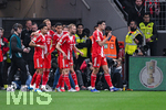 22.04.2026, Fussball DFB-Pokal  2025/2026 Halbfinale, Bayer Leverkusen - FC Bayern München, in der BayArena Leverkusen. Harry Kane (FC Bayern München)  freut sich über das Tor zum 0:1, 


