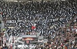 25.04.2026, Fussball 1. Bundesliga 2025/2026, 31.Spieltag, FC Augsburg - Eintracht Frankfurt, in der WWK-Arena Augsburg. Die Eintracht Fans
 

