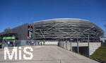25.04.2026, Fussball 1. Bundesliga 2025/2026, 31.Spieltag, FC Augsburg - Eintracht Frankfurt, in der WWK-Arena Augsburg.  Aussenansicht der WWK-Arena vor dem Spiel.