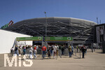 25.04.2026, Fussball 1. Bundesliga 2025/2026, 31.Spieltag, FC Augsburg - Eintracht Frankfurt, in der WWK-Arena Augsburg.  Aussenansicht der WWK-Arena vor dem Spiel. 