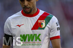 25.04.2026, Fussball 1. Bundesliga 2025/2026, 31.Spieltag, FC Augsburg - Eintracht Frankfurt, in der WWK-Arena Augsburg. Alexis Julian Claude-Maurice (FC Augsburg), WWK-Werbeaufdruck auf dem Trikot, 