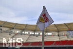 26.04.2026, Fussball 1. Bundesliga 2025/2026, 31.Spieltag, VfB Stuttgart - SV Werder Bremen, in der MHP-Arena Stuttgart, Die Eckfahne im Detail mit Vereinslogo drauf

