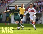 26.04.2026, Fussball 1. Bundesliga 2025/2026, 31.Spieltag, VfB Stuttgart - SV Werder Bremen, in der MHP-Arena Stuttgart, 
v.l. Jens Stage (Werder Bremen) gegen Angelo Stiller (Stuttgart) 
