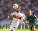 26.04.2026, Fussball 1. Bundesliga 2025/2026, 31.Spieltag, VfB Stuttgart - SV Werder Bremen, in der MHP-Arena Stuttgart, Lorenz Assignon (Stuttgart) am Ball 