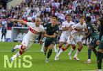 26.04.2026, Fussball 1. Bundesliga 2025/2026, 31.Spieltag, VfB Stuttgart - SV Werder Bremen, in der MHP-Arena Stuttgart, v.li: Ermedin Demirovic (Stuttgart), Senne Lynen (Werder Bremen), Chema Andres Baixauli Jose Maria (Stuttgart), 