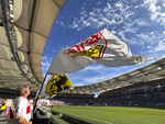 26.04.2026, Fussball 1. Bundesliga 2025/2026, 31.Spieltag, VfB Stuttgart - SV Werder Bremen, in der MHP-Arena Stuttgart, Fahnenschwenker vor Spielbeginn, Übersichtsaufnahme