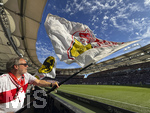 26.04.2026, Fussball 1. Bundesliga 2025/2026, 31.Spieltag, VfB Stuttgart - SV Werder Bremen, in der MHP-Arena Stuttgart, Fahnenschwenker vor Spielbeginn, Übersichtsaufnahme