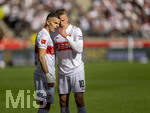 26.04.2026, Fussball 1. Bundesliga 2025/2026, 31.Spieltag, VfB Stuttgart - SV Werder Bremen, in der MHP-Arena Stuttgart, v.li:  Badredine Bouanani (Stuttgart), Chris Führich (Stuttgart) 