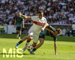 26.04.2026, Fussball 1. Bundesliga 2025/2026, 31.Spieltag, VfB Stuttgart - SV Werder Bremen, in der MHP-Arena Stuttgart, v.li: Jamie Leweling (Stuttgart) gegen Olivier Deman (Werder Bremen) 