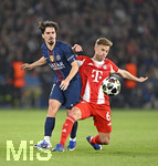 28.04.2026, Fussball UEFA Championsleague 2025/2026: Halbfinale Hinspiel,  Paris St. Germain - FC Bayern München, im Stadion Parc de Princes in Paris (Frankreich). v.l. Vitinha (FC Paris Saint-Germain) gegen Joshua Kimmich (FC Bayern München) 
  

