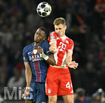 28.04.2026, Fussball UEFA Championsleague 2025/2026: Halbfinale Hinspiel,  Paris St. Germain - FC Bayern München, im Stadion Parc de Princes in Paris (Frankreich). v.l. Willian Pacho (FC Paris Saint-Germain) gegen Josip Stanisic (Bayern München) 
  

