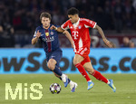 28.04.2026, Fussball UEFA Championsleague 2025/2026: Halbfinale Hinspiel,  Paris St. Germain - FC Bayern München, im Stadion Parc de Princes in Paris (Frankreich). v.lI: Joao Neves (FC Paris Saint-Germain) gegen Luis Diaz (FC Bayern München) 