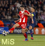 28.04.2026, Fussball UEFA Championsleague 2025/2026: Halbfinale Hinspiel,  Paris St. Germain - FC Bayern München, im Stadion Parc de Princes in Paris (Frankreich). von links:  Aleksandar Pavlovic (Bayern München) gegen Marquinhos (FC Paris Saint-Germain) 