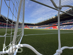 28.04.2026, Fussball UEFA Championsleague 2025/2026: Halbfinale Hinspiel,  Paris St. Germain - FC Bayern München, im Stadion Parc de Princes in Paris (Frankreich). Noch ist das Stadion leer, Übersichtsaufnahme durch das Tornetz aufs Spielfeld.