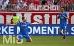 02.05.2026, Fussball Bundesliga 2025/2026, 32.Spieltag, FC Bayern München - 1.FC Heidenheim, in der Allianz-Arena München,   
Budu Zivzivadze (1. FC Heidenheim 1846)  jubelt nach dem 2:3 mit seinen Kollegen

