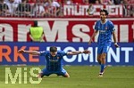 02.05.2026, Fussball Bundesliga 2025/2026, 32.Spieltag, FC Bayern München - 1.FC Heidenheim, in der Allianz-Arena München,   
Budu Zivzivadze (1. FC Heidenheim 1846)  jubelt nach dem 2:3 mit seinen Kollegen


