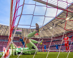 02.05.2026, Fussball Bundesliga 2025/2026, 32.Spieltag, FC Bayern München - 1.FC Heidenheim, in der Allianz-Arena München, Torschuss zum 0:1. von Budu Zivzivadze (mitte hinten, 1. FC Heidenheim) gegen den Chancenlosen Torwart Jonas Urbig (FC Bayern München). re: Hiroki Ito (FC Bayern München) frustriert.