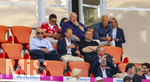 02.05.2026, Fussball Bundesliga 2025/2026, 32.Spieltag, FC Bayern München - 1.FC Heidenheim, in der Allianz-Arena München, Ehrentribüne, mit Ehren-Präsident Uli Hoeneß (FC Bayern München, Hoeness), Rouven Kasper (VORSTAND MARKETING UND VERTRIEB, FC Bayern), Sportvorstand Max Eberl (Bayern München), Arjen Robben, 