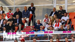 02.05.2026, Fussball Bundesliga 2025/2026, 32.Spieltag, FC Bayern München - 1.FC Heidenheim, in der Allianz-Arena München, Ehrentribüne mit Ex-Vorstandsvorsitzender Karl-Heinz Rummenigge (FC Bayern München), Ehren-Präsident Uli Hoeneß (FC Bayern München, Hoeness), Rouven Kasper (VORSTAND MARKETING UND VERTRIEB, FC Bayern), Sportvorstand Max Eberl (Bayern München), Vorstandsvorsitzender Jan-Christian Dreesen (FC Bayern München), Präsident Herbert Hainer (FC Bayern), Arjen Robben, Franz Bulle Roth mit Armmanschette.
