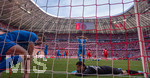 02.05.2026, Fussball Bundesliga 2025/2026, 32.Spieltag, FC Bayern München - 1.FC Heidenheim, in der Allianz-Arena München, Das entscheidende Tor zum 3:3.Ausgleich von Michael Olise (nicht im Bild, FC Bayern München), der Ball prallt vom Pfosten an das Bein von Torwart Diant Ramaj (re, 1.FC Heidenheim) und geht ins Tor. re: Marnon Busch (1. FC Heidenheim 1846), Marnon Busch (1. FC Heidenheim 1846) frustriert.

