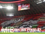 06.05.2026, Fussball UEFA Championsleague 2025/2026: Halbfinale Rückpiel,  FC Bayern München - Paris St. Germain, in der Allianz-Arena München, Großartige Choreografie der Bayern Fans in der Südkurve - Schiesst uns ins Finale!   
  

