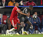 06.05.2026, Fussball UEFA Championsleague 2025/2026: Halbfinale Rückpiel,  FC Bayern München - Paris St. Germain, in der Allianz-Arena München, v.l. Michael Olise (FC Bayern München) gegen Nuno Mendes (FC Paris Saint-Germain) 
  

