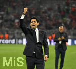 06.05.2026, Fussball UEFA Championsleague 2025/2026: Halbfinale Rückpiel,  FC Bayern München - Paris St. Germain, in der Allianz-Arena München, Nasser Ghanim Al-Khelaifi (Paris) feiert nach dem Spiel.   
  

