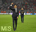 06.05.2026, Fussball UEFA Championsleague 2025/2026: Halbfinale Rückpiel,  FC Bayern München - Paris St. Germain, in der Allianz-Arena München, Nasser Ghanim Al-Khelaifi (Paris) feiert nach dem Spiel.   
  

