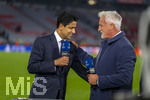 06.05.2026, Fussball UEFA Championsleague 2025/2026: Halbfinale Rückpiel,  FC Bayern München - Paris St. Germain, in der Allianz-Arena München, PSG-Eigner und Vorstandsvorsitzender Nasser Ghanim Al-Khelaifi (li, PSG) nach dem Spiel überglücklich bei CANAL Plus, dem TV-Sender aus Frankreich, mit TV-Experte David Ginola (re, Ex-Fussballer FRA)