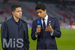 06.05.2026, Fussball UEFA Championsleague 2025/2026: Halbfinale Rückpiel,  FC Bayern München - Paris St. Germain, in der Allianz-Arena München, PSG-Eigner und Vorstandsvorsitzender Nasser Ghanim Al-Khelaifi (re, PSG) nach dem Spiel überglücklich bei CANAL Plus, dem TV-Sender aus Frankreich. 