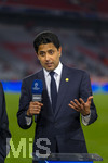 06.05.2026, Fussball UEFA Championsleague 2025/2026: Halbfinale Rückpiel,  FC Bayern München - Paris St. Germain, in der Allianz-Arena München, PSG-Eigner und Vorstandsvorsitzender Nasser Ghanim Al-Khelaifi (PSG) nach dem Spiel überglücklich bei CANAL Plus, dem TV-Sender aus Frankreich. 