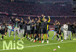 06.05.2026, Fussball UEFA Championsleague 2025/2026: Halbfinale Rückpiel,  FC Bayern München - Paris St. Germain, in der Allianz-Arena München, Frenetischer Jubel nach dem Schlusspfiff bei den Parisern zum erreichen des Finales, Torwart Renato Marin, Desire Doue (FC Paris Saint-Germain), Fabian Ruiz (FC Paris Saint-Germain) 