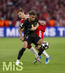 06.05.2026, Fussball UEFA Championsleague 2025/2026: Halbfinale Rückpiel,  FC Bayern München - Paris St. Germain, in der Allianz-Arena München, hi: Josip Stanisic (Bayern München) gegen Desire Doue (FC Paris Saint-Germain) 