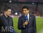 06.05.2026, Fussball UEFA Championsleague 2025/2026: Halbfinale Rückpiel,  FC Bayern München - Paris St. Germain, in der Allianz-Arena München, PSG-Eigner Nasser Ghanim Al-Khelaifi (re, Paris) nach dem Spiel beim CANAL Plus Interview.
