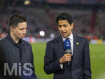 06.05.2026, Fussball UEFA Championsleague 2025/2026: Halbfinale Rückpiel,  FC Bayern München - Paris St. Germain, in der Allianz-Arena München, PSG-Eigner Nasser Ghanim Al-Khelaifi (re, Paris) nach dem Spiel beim CANAL Plus Interview.