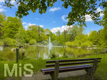 09.05.2026, Bad Wörishofen (Unterallgäu), Kurpark mit der Wasserfontäne im Weiher. 