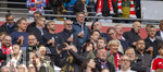 16.05.2026, Fussball Bundesliga 2025/2026, 34.Spieltag, FC Bayern München - 1.FC Köln, in der Allianz-Arena München, Nach dem Spiel die Siegerehrung für den Deutschen Meister Bayern München, die Bayern-Führung in Feierlaune mit Weissbierglas, Vorstandsvorsitzender Jan-Christian Dreesen (FC Bayern München), Ex-Vorstandsvorsitzender Karl-Heinz Rummenigge (FC Bayern München), Ehren-Präsident Uli Hoeneß (FC Bayern München, Hoeness), Präsident Herbert Hainer (FC Bayern), DFB Präsident Bernd Neuendorf (Deutschland), 